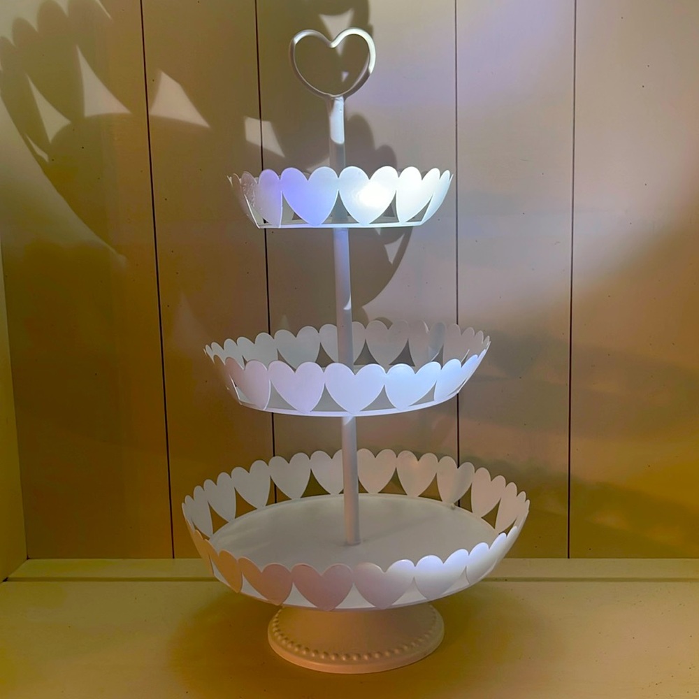 Valentines White 3 tier Display shelf